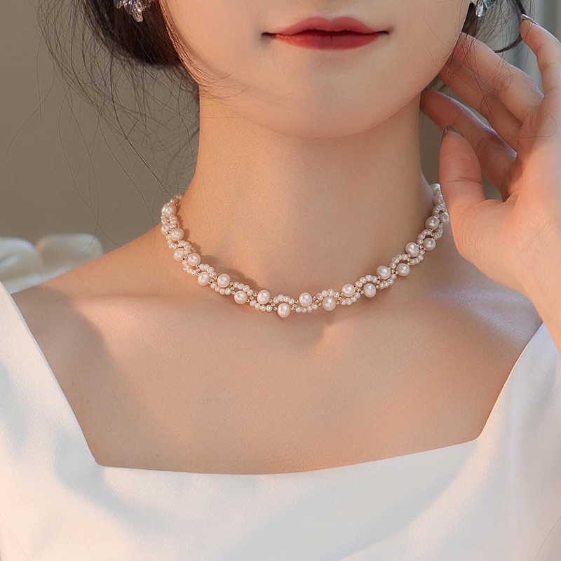 Vòng cổ choker hạt 6ly-3ly