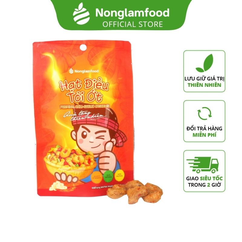 Hạt điều tỏi ớt Nonglamfood 45g | Premium chili-garlic cashews