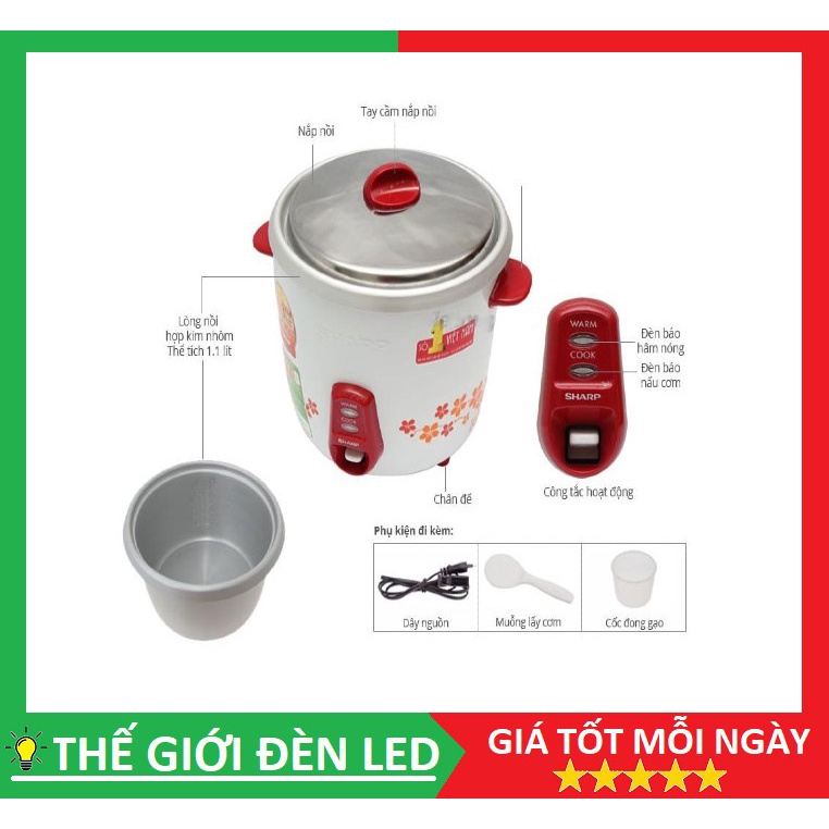 Nồi Cơm Điện Nắp Rời Sharp KSH-D18V (1.8L) sản xuất thái lan, hàng chính hãng
