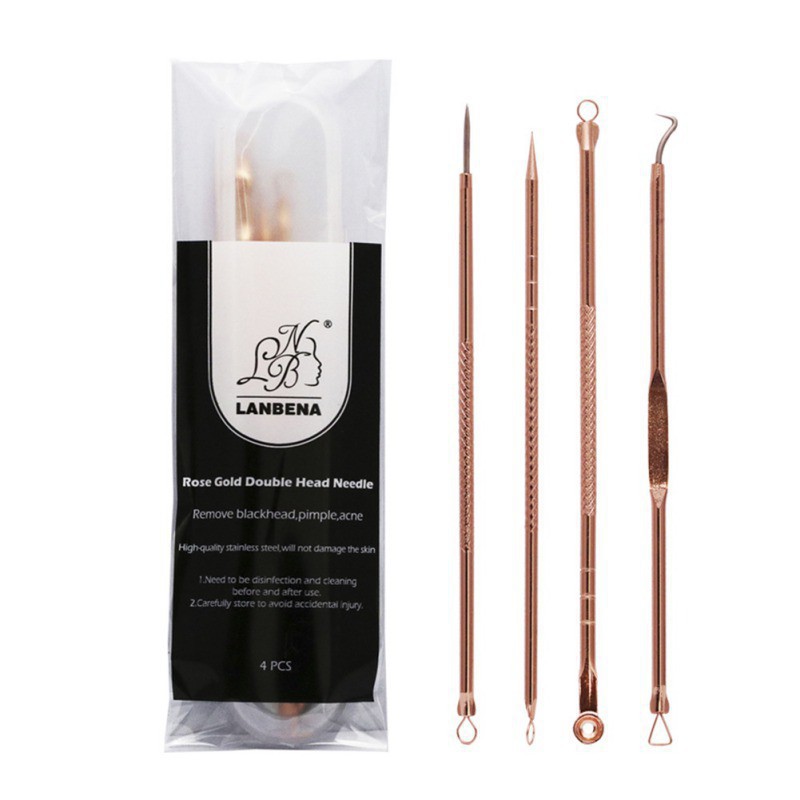 Set 4 dụng cụ nặn mụn đầu đen màu vàng hồng