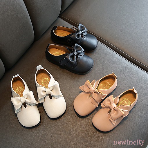 Giày búp bê đính nơ đế mềm chống trượt phong cách Hàn Quốc cho bé gái