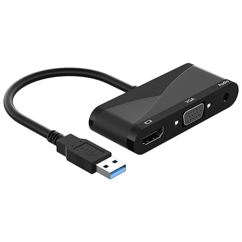 Dây cáp chuyển đổi cổng USB 3.0 sang HDMI VGA 1080P video hoạt họa với đầu âm thanh 3.5mm dành cho máy tính để bàn