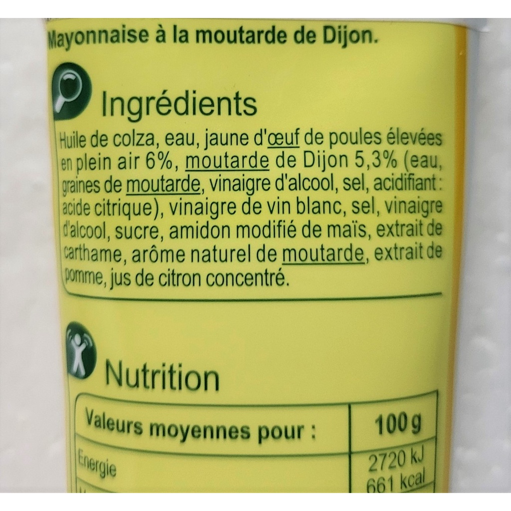 [Tuýp 175g] XỐT MAYO VÀ MÙ TẠT DIJON Classic [Belgium] CARREFOUR Mayonnaise with Dijon Mustard (atp)