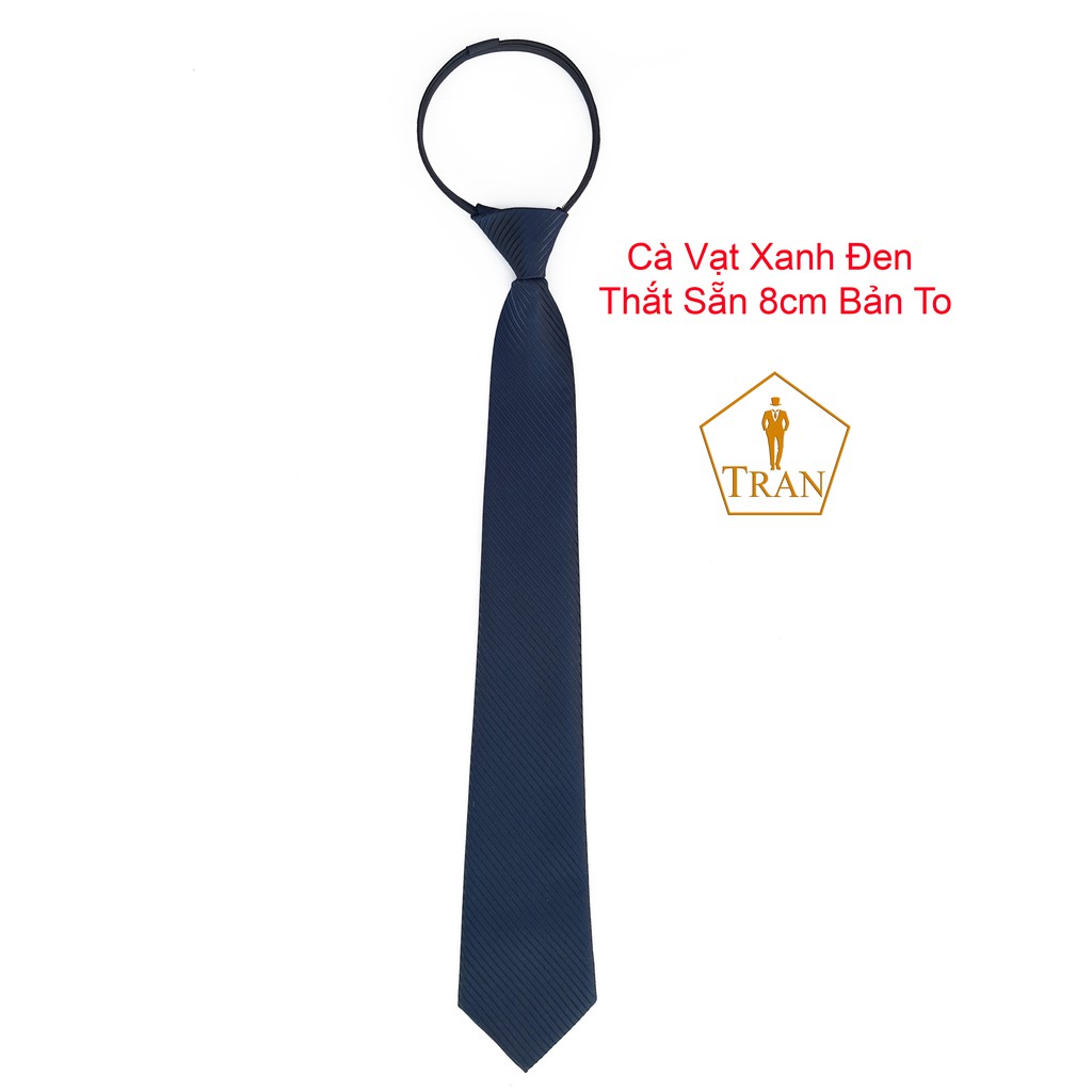 Cà Vạt, Caravat Xanh, Xanh Đen Nam Cao Cấp 5, 8cm Tự Thắt, Thắt Sẵn.