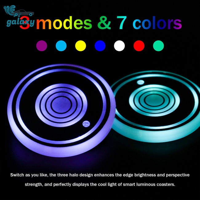 Galaxy 1 Cặp Đế Lót Ly Bằng Acrylic Có Đèn Led Điều Khiển Trung Tâm Nhiều Màu Sắc 3 Chế Độ Đèn Sạc Usb