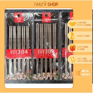Sét 5 đôi đũa inox 304 Cao Cấp ( Đồ gia dụng Như Ý)
