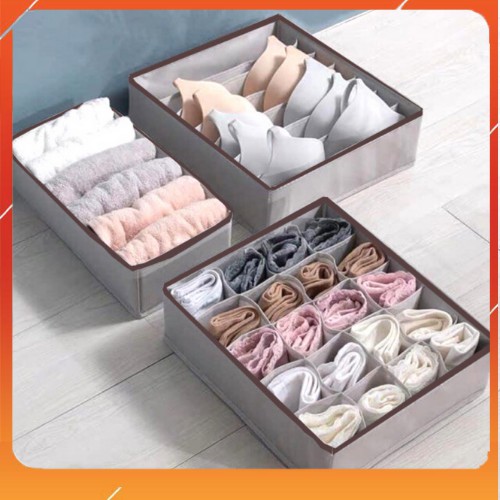 Set 3 hộp đựng đồ chia ngăn tiện lợi Hàng được sản xuất tại Việt Nam theo tiêu chuẩn xuất khẩu, Chất vải không dệt dày d