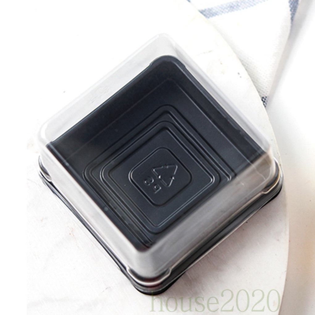 Set 50 Hộp Nhựa Trong Suốt Hình Vuông Mini Đựng Bánh Cupcake Kèm Nắp Đậy 2020 Đen