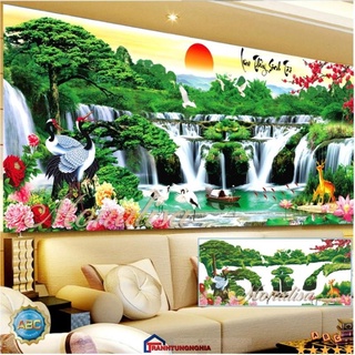 Tranh đính đá, tranh thêu chữ thập phong cảnh lưu thủy sinh tài LV427 LV428 LV429 LV3315 LV3314