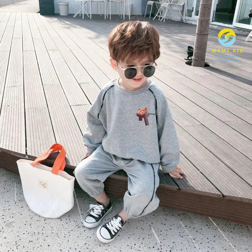 Đồ Bộ Cho Bé Thu Đông, Bộ Nỉ Cho bé phong cách thể thao sành điệu 10-40kg, chất nỉ 100% cotton mềm đẹp,