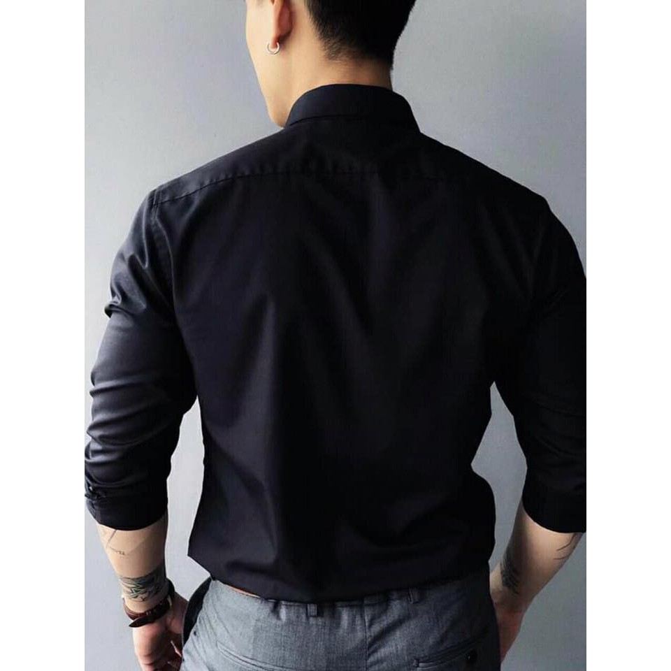 Áo sơ mi lụa đen lịch lãm | BigBuy360 - bigbuy360.vn