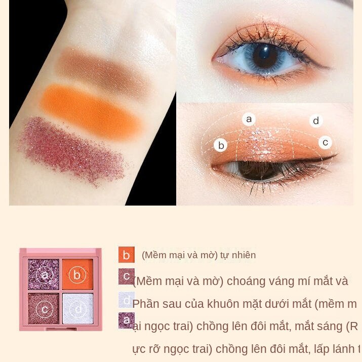 [Hàng mới về] Bảng phấn mắt Hanzou 4 màu long lanh chống nước và mồ hôi đẹp mắt không trang điểm | BigBuy360 - bigbuy360.vn