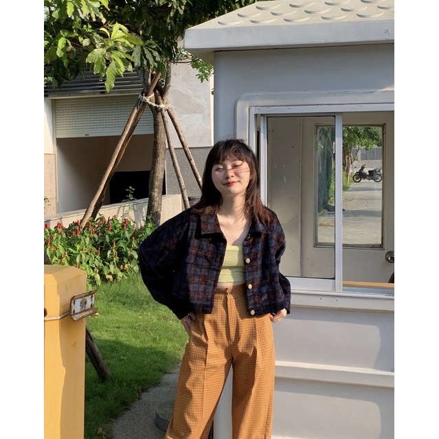 Áo khoác croptop nữ phối li vai hàng có sẵn xem thông số áo ở phần mô tả