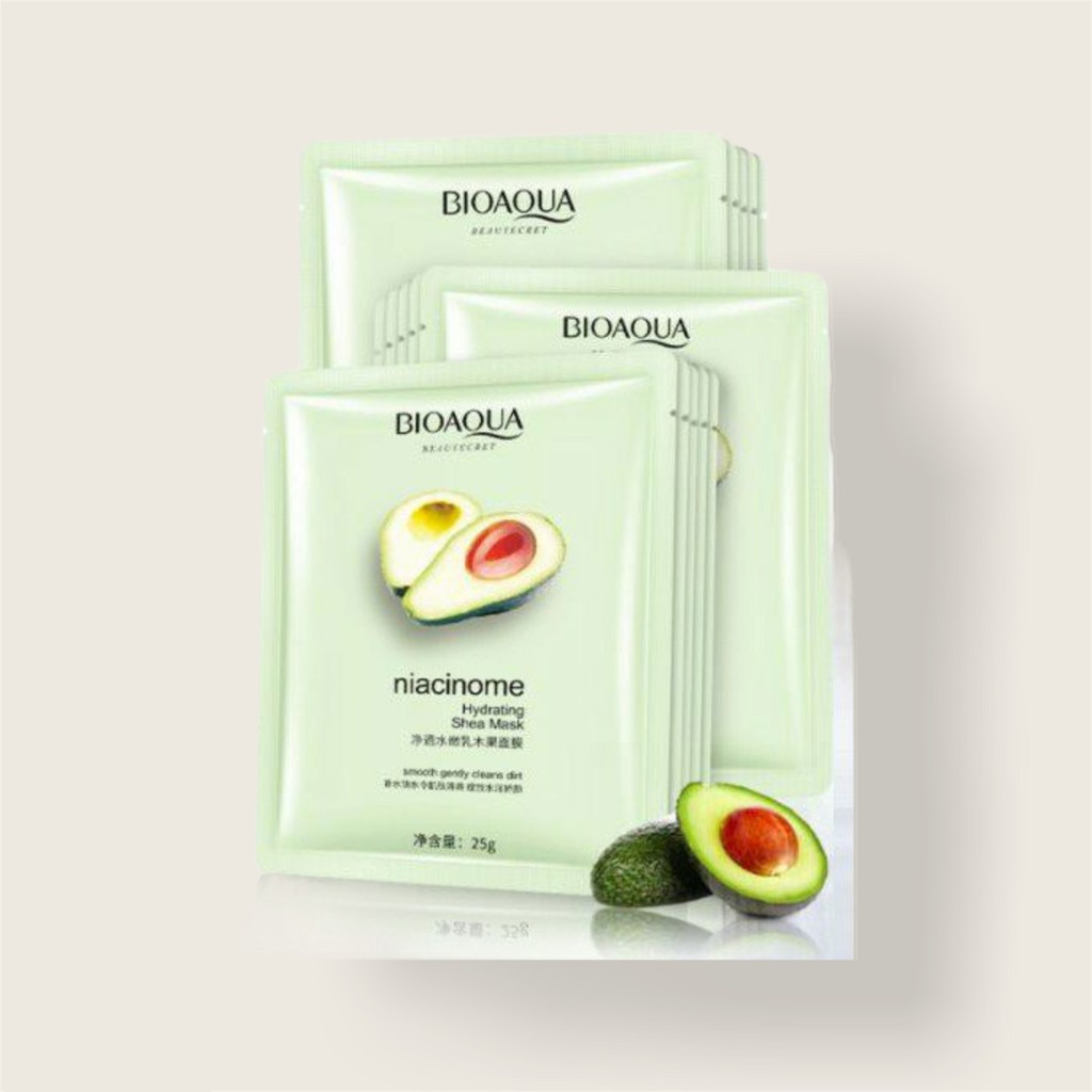 Mặt nạ quả bơ Bioaqua Niacinome Hydrating Shea Mask cấp ẩm giúp da mềm mại trắng hồng tự nhiên | BigBuy360 - bigbuy360.vn