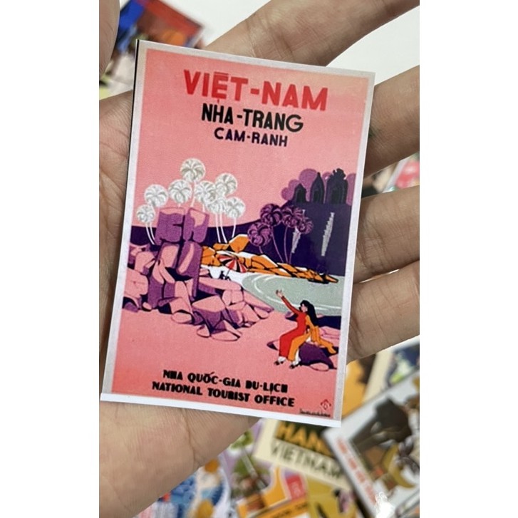 Bộ 46 Sticker vintage hình dán trang trí RETRO VIỆT NAM XƯA, SÀI GÒN XƯA