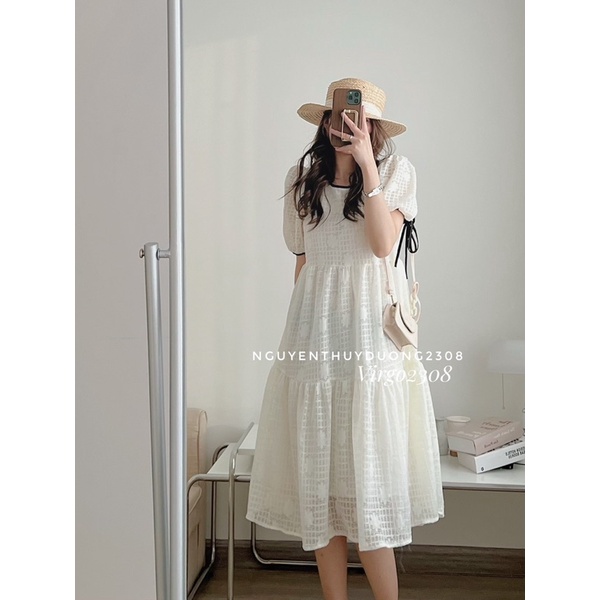 [HÀNG SẴN]VÁY- ĐẦM BABYDOLL HOA NỔI VIỀN ĐEN 2 LỚP “DARA DRESS”