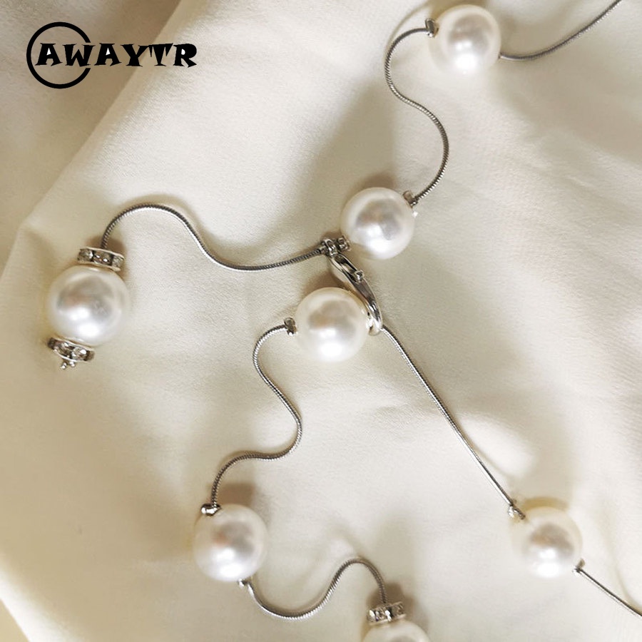 Thắt Lưng Dây Xích Mỏng Đính Ngọc Trai Kim Cương Giả Đơn Giản Ngọt Ngào Thời Trang Hàn Quốc