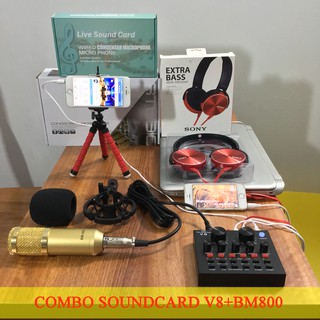 Combo soundcard v8+mic bm800