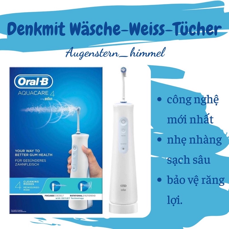 set Tăm nước không dây ORAL-B AQUACARE 4 hay pack microjet 4 Đức