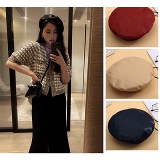 Mũ nồi tròn beret bằng da pu màu trơn tùy chỉnh thời trang dành cho nữ