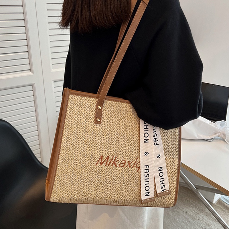 Túi Xách Đeo Vai Đan Cói Cỡ Lớn Thời Trang Nữ Sành Điệu