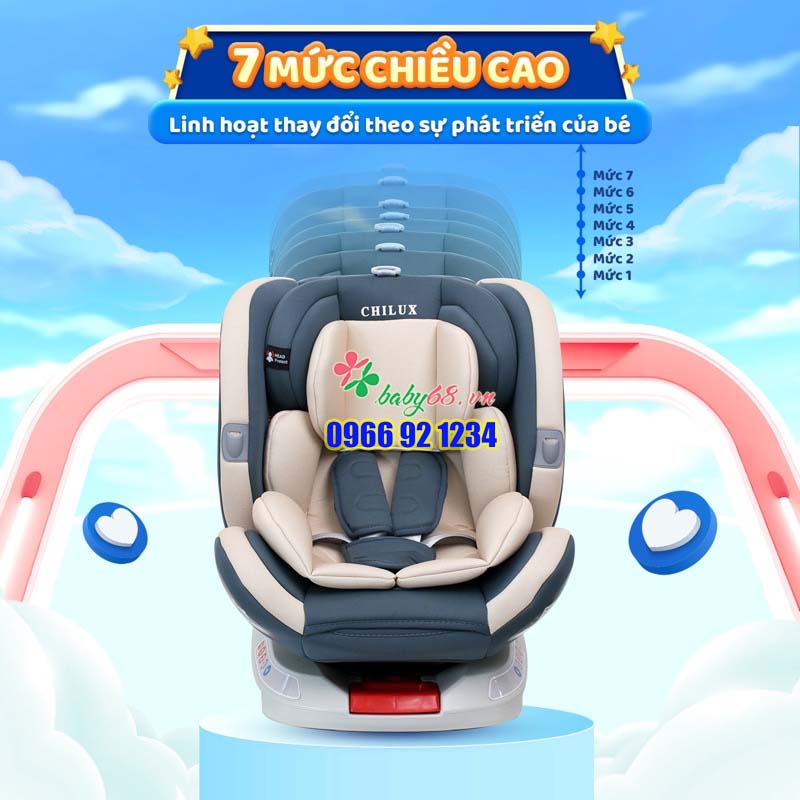 Ghế ô tô cho bé Chilux ROY ALPHA ISOFIX (Cho bé sơ sinh đến 4 tuổi)