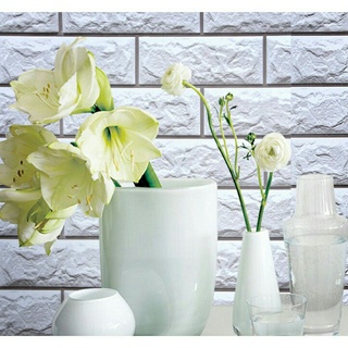 10m Giấy dán tường Gạch 3D trắng có sẵn keo khổ rộng 45cm