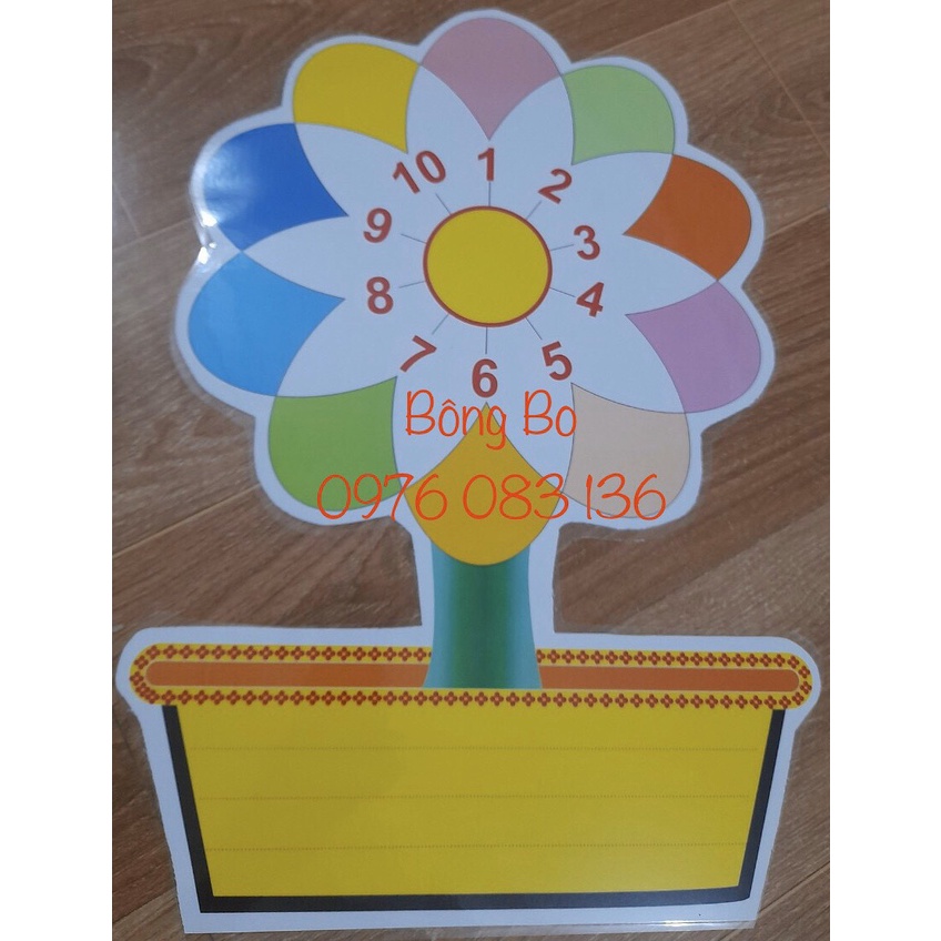 Cây hoa phép tính (kích thước a3) ép plastic, sẵn nam châm lá dính bảng