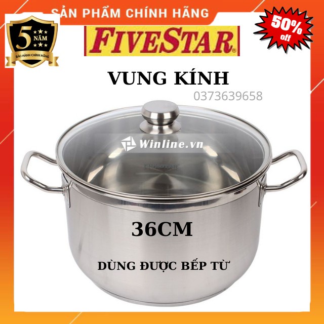 Nồi Luộc Gà Inox 3 Đáy Fivestar 36cm -Dung Tích 20 Lít- Dùng Được Bếp Từ - Hàng Bảo Hành 5 Năm Chính Hãng