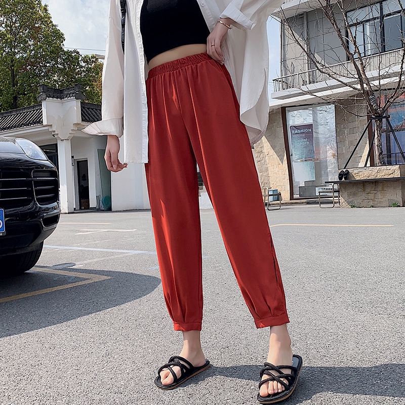 SUXI Quần ống rộng lưng cao phong cách thời trang hàng ngày dành cho nữ