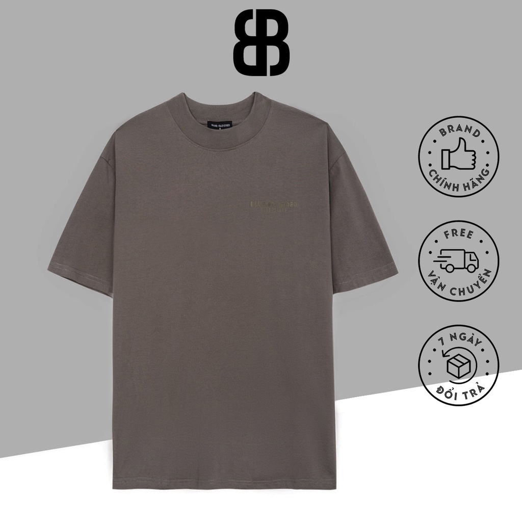 Áo Phông Cộc Tay Chất Cotton màu Nâu Be, Cổ Tròn Cao, Áo Thun Nam Nữ Unisex thiết kế trơn In Blue Blooded