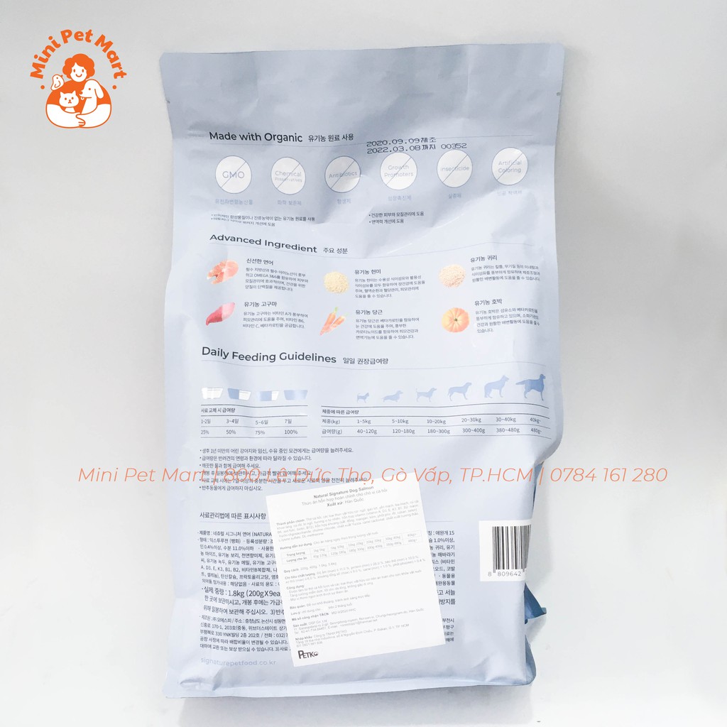 Thức ăn hạt cho chó con và chó trưởng thành NATURAL SIGNATURE 1,8kg - Vị cá hồi