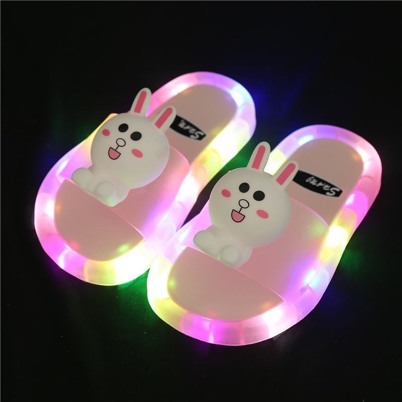 Dép quai ngang họa tiết Hello Kitty viền có đèn LED phát sáng đáng yêu dành cho trẻ em chọn size inbox