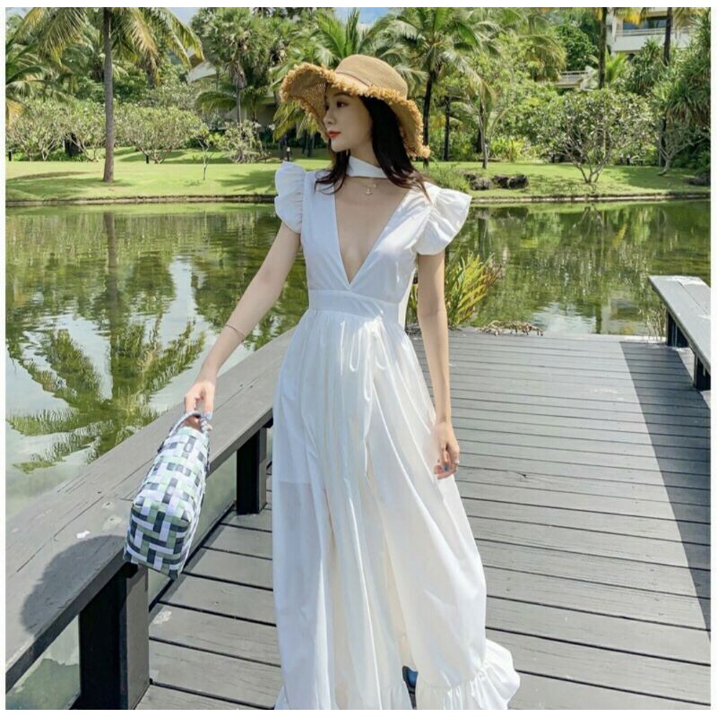 Đầm Vintage Tay Cánh Tiên Cổ V Hở Lưng SEXY Quyến Rũ kèm hình ảnh thật | BigBuy360 - bigbuy360.vn