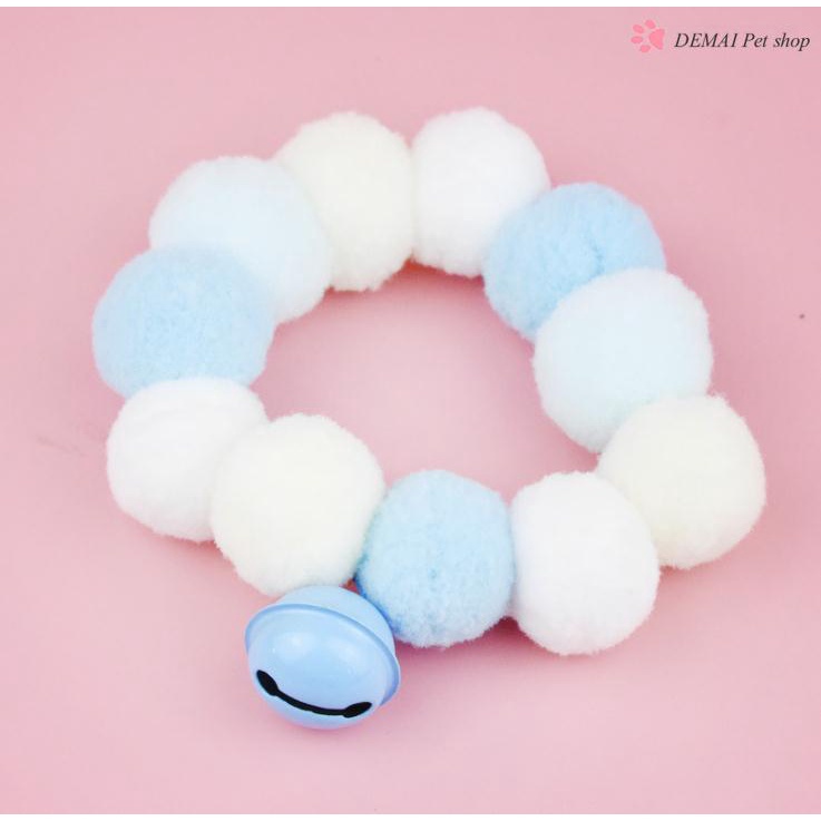 Vòng Cổ Cho Mèo Hình Pom Pom - Vòng cổ đính bóng lông xinh xắn dành cho thú cưng - ZIPPOPETSHOP