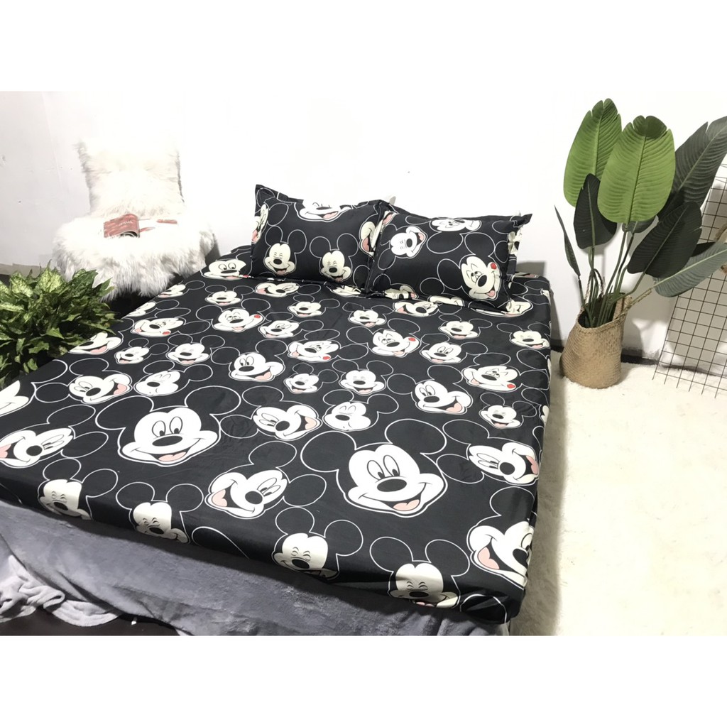 Set Ga Gối 3 Món Siêu Mềm Mịn Mikey Đen JBN2