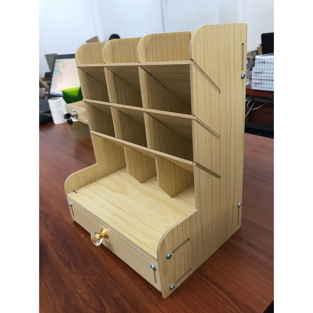 ảnh thật Kệ để bút thước sách vở tài liệu ghi chú mini để bàn bằng gỗ | BigBuy360 - bigbuy360.vn