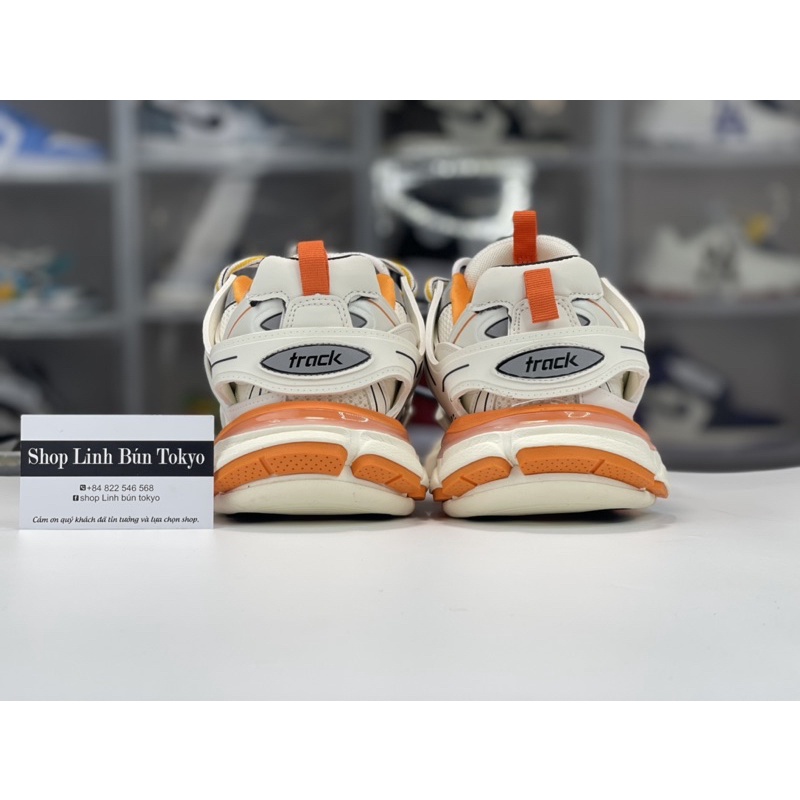 Giày Sneaker 🔥 Track 3 cam trắng kèm phụ kiện