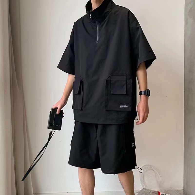 Mới Set Nam Nữ Áo Sơ Mi polo Và Quần Short Dáng Rộng Phong Cách Hàn Quốc đồ bộ nam Thời Trang đồ thể thao