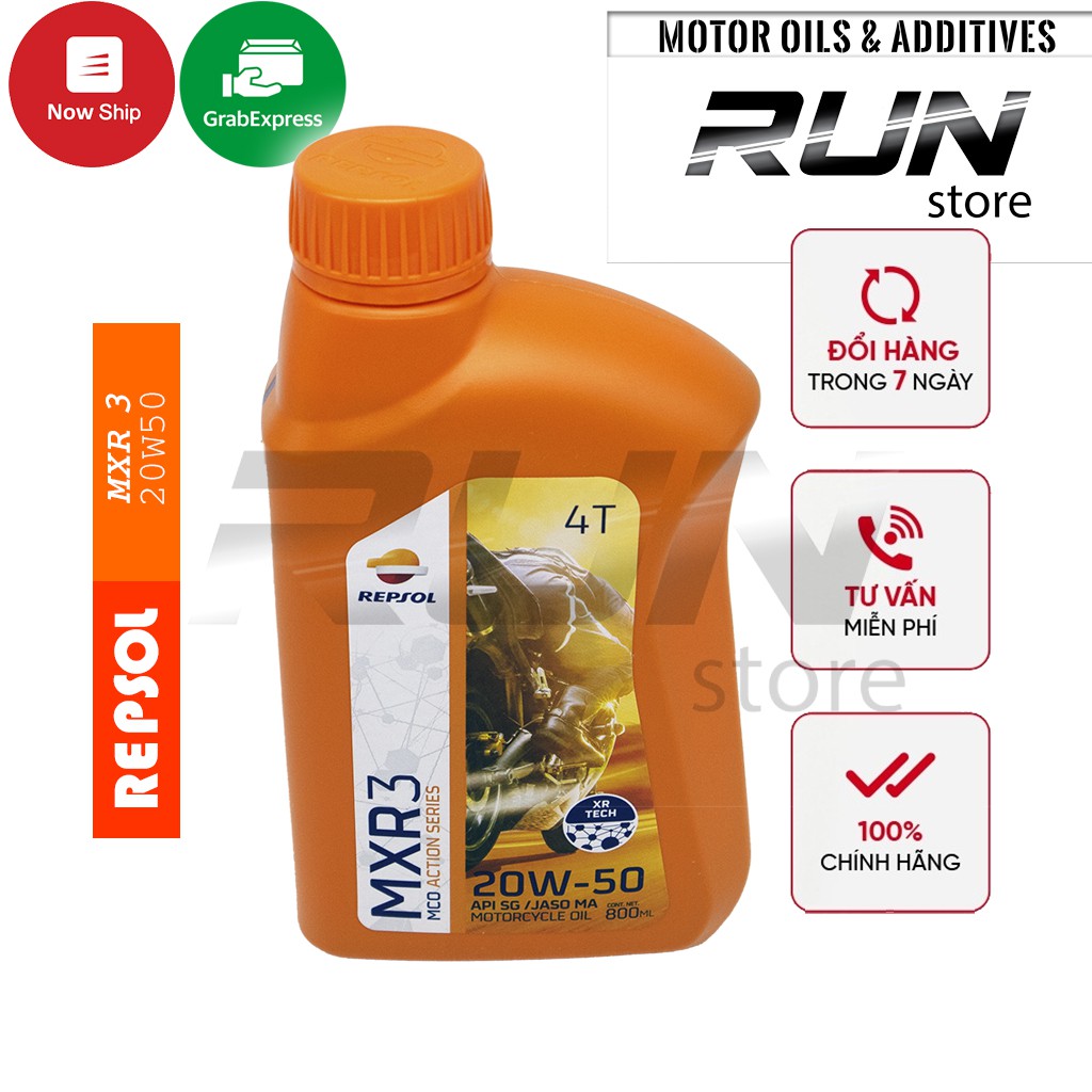 Nhớt Xe Số REPSOL MXR 3 20W50 800ml JASO MA - API SG – Dành Cho Xe số đời cũ - Made in Indonesia