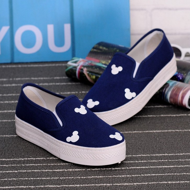 Giày slip on giày nữ đế độn gấu cute tăng chiều cao GTT34 - Hàng nhập khẩu