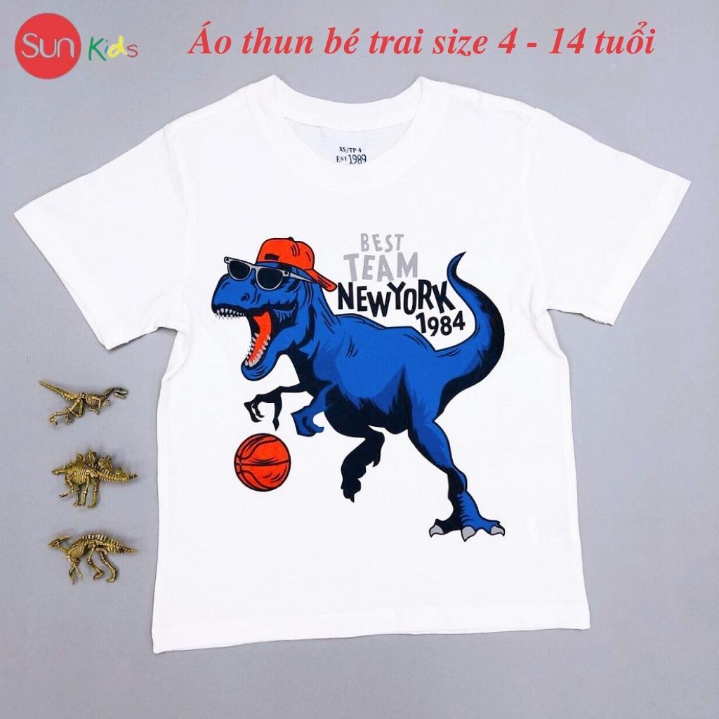 Áo thun bé trai, áo phông cho bé trai chất cotton nhiều màu, size 4-14 tuổi - SUNKIDS