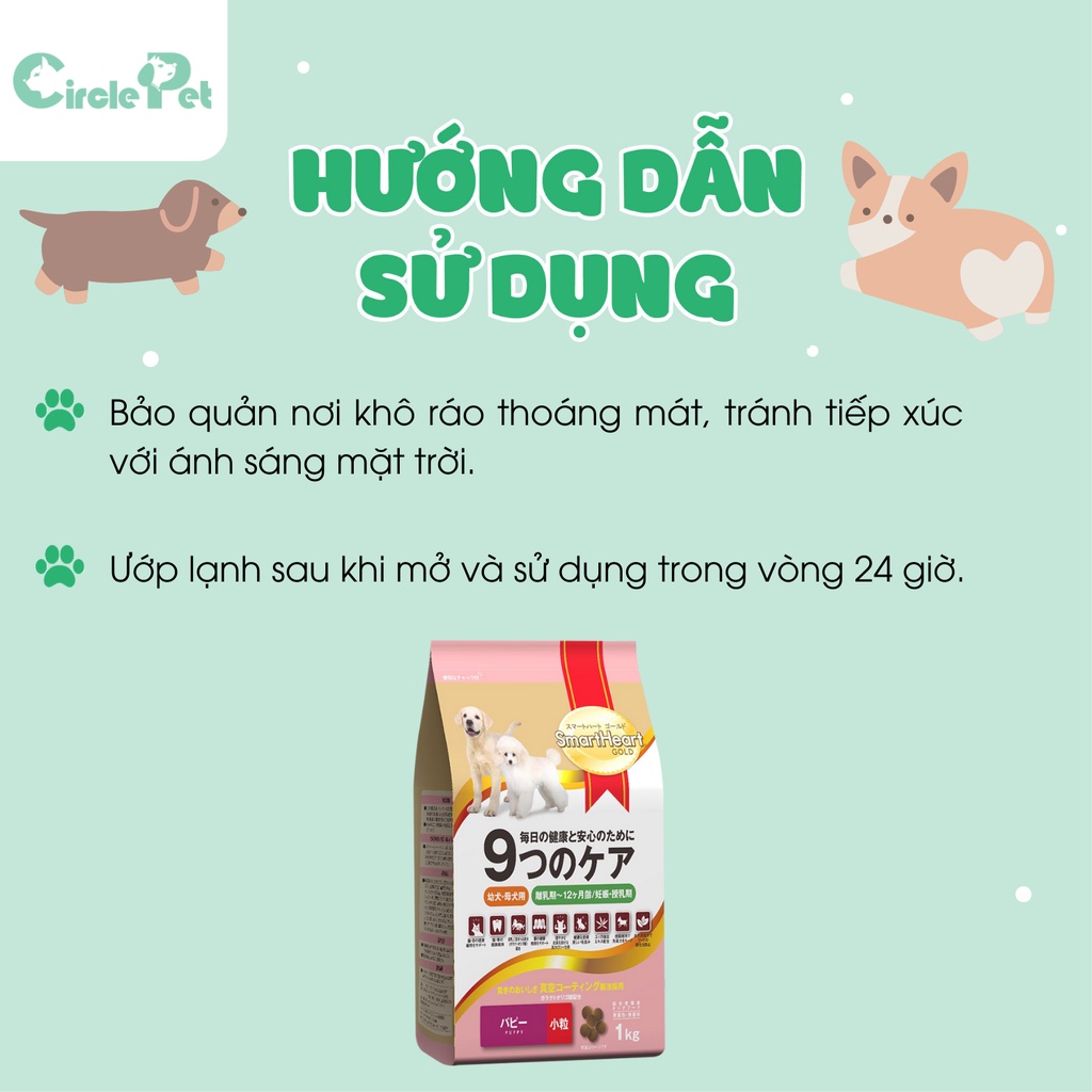 Thức Ăn Hạt Dinh Dưỡng Smartheart Dành Cho Chó Con Và Chó Mẹ Mang Thai Túi 1kg - Circle Pet