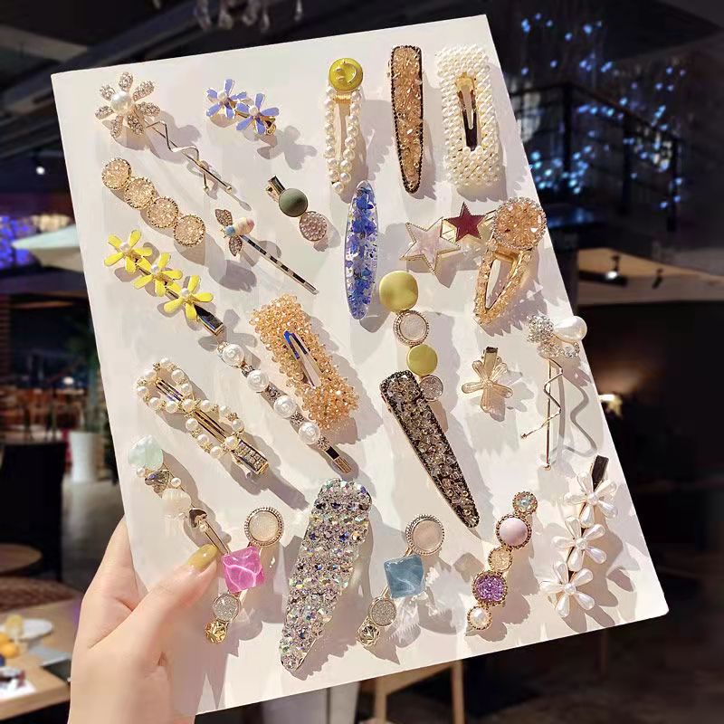 Set 25 kẹp tóc đính đá nhiều hình
