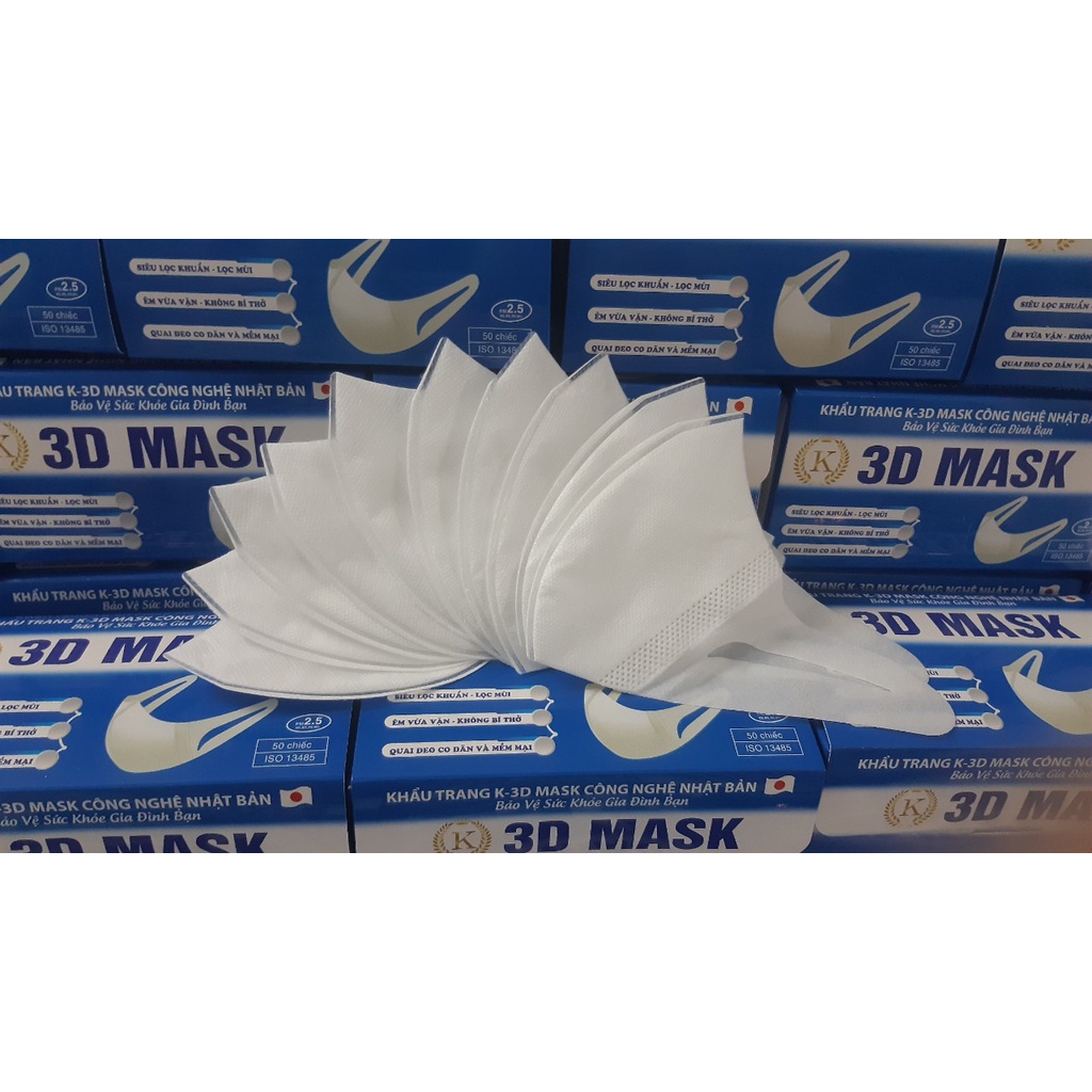 Hộp 50 Khẩu Trang K 3D Mask Size M màu trắng