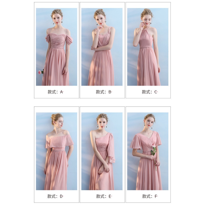 Đầm Maxi Vải Voan Màu Hồng Thời Trang Sang Trọng Cho Phù Dâu