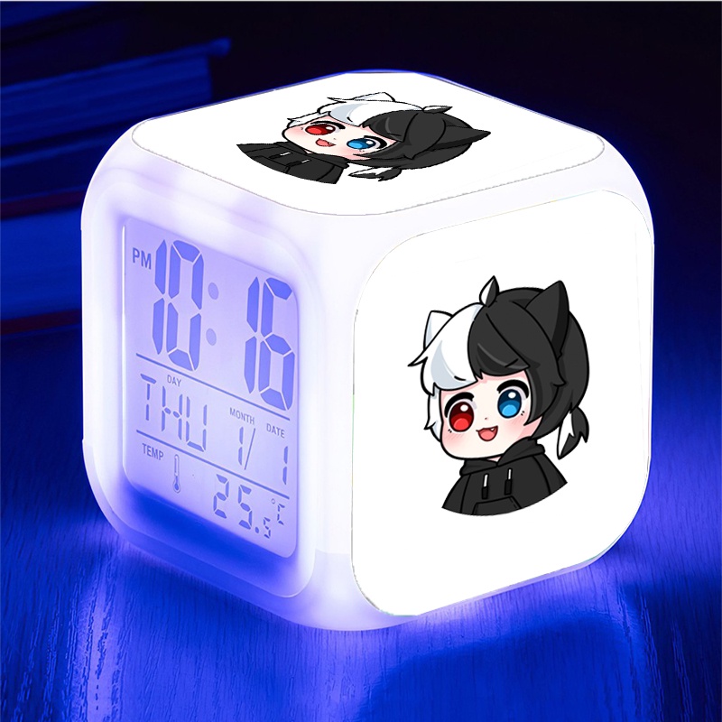 Đồng hồ báo thức để bàn in hình HERO TEAM ver MẮT TRÒN XOE Simmy Phong cận Siro Mr Vịt Sammy Đào Kairon Kamui đèn led