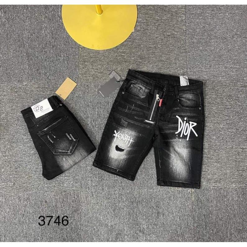 cốt tông đẹp Quần bò ngố khoá lệch Dior mài cực đẹp - Quần short jean - Quần short bò ་