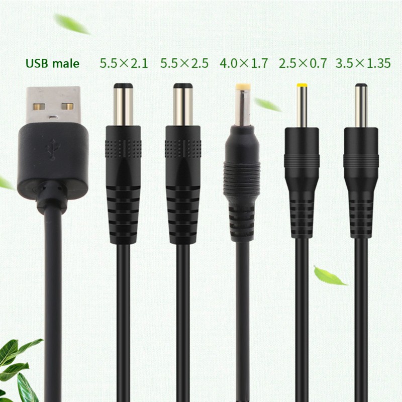 Cáp sạc chuyển đổi giắc USB sang DC 5.5x2.1 5.5x2.5 3.5x1.35 4.0x1.7 2.5x0.7