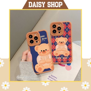 Ốp Lưng Iphone Cạnh Vuông Brown Teddy Lưng Bóng 6splus/7/7plus/8/8plus/x/xr/xs/11/12/13/pro/max/plus/promax